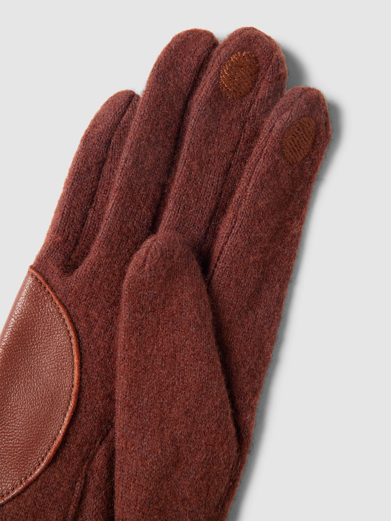 Touchscreen-Handschuhe mit Lederbesatz Modell 'Sport Nappa Glove' in hellbraun