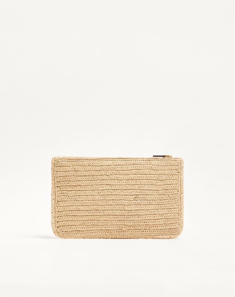 Raffiachat Raffia Clutch Tas met Borduurwerk