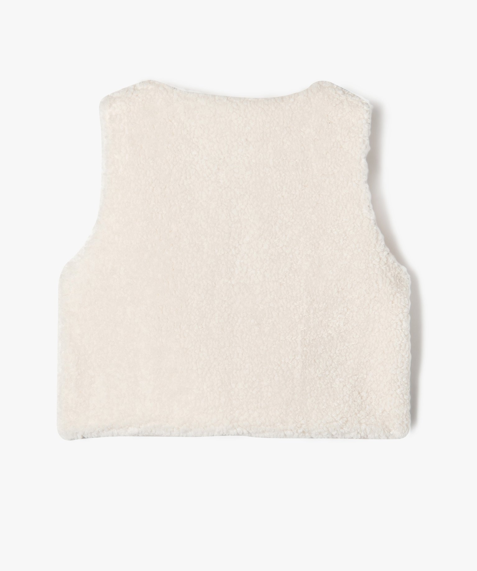 Gilet sans manches en maille peluche fille beige | GEMO
