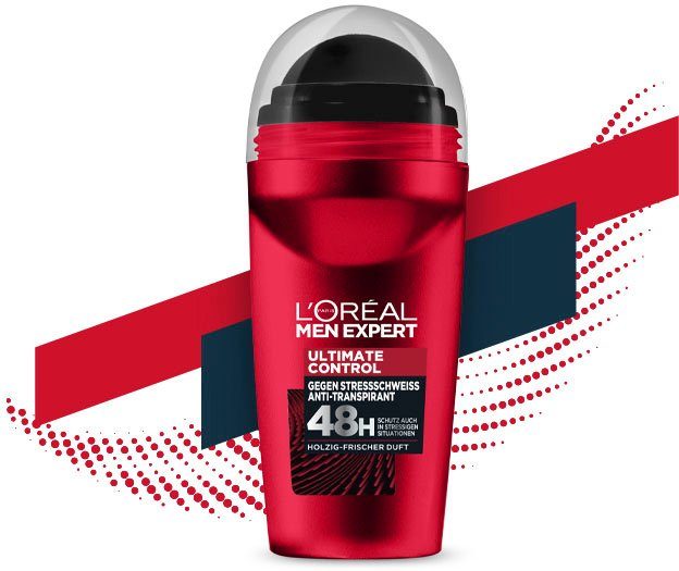 L'ORÉAL PARIS MEN EXPERT Deo-Roller Deo Roll-on Ultimate Control, Packung, 6-tlg.