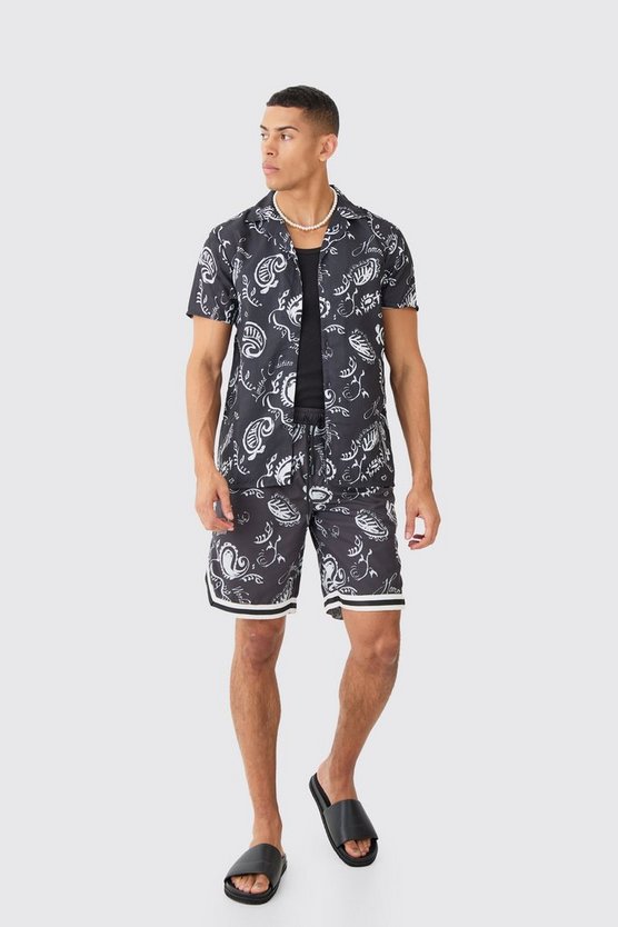 Kurzärmliges Hemd mit Bandana-Print & Badehose
