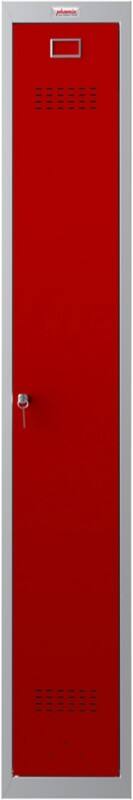 Phoenix Personalschrank Stahl Schließfach 1 Tür Schlüsselschloss 300 x 500 x 1.830 mm Grau, Rot