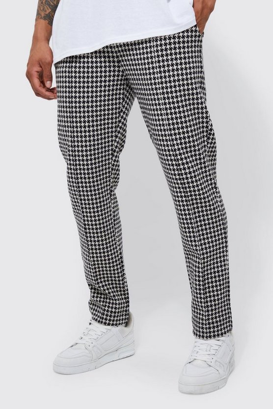 Smarte Skinny Jogginghose mit Hahnentritt-Print