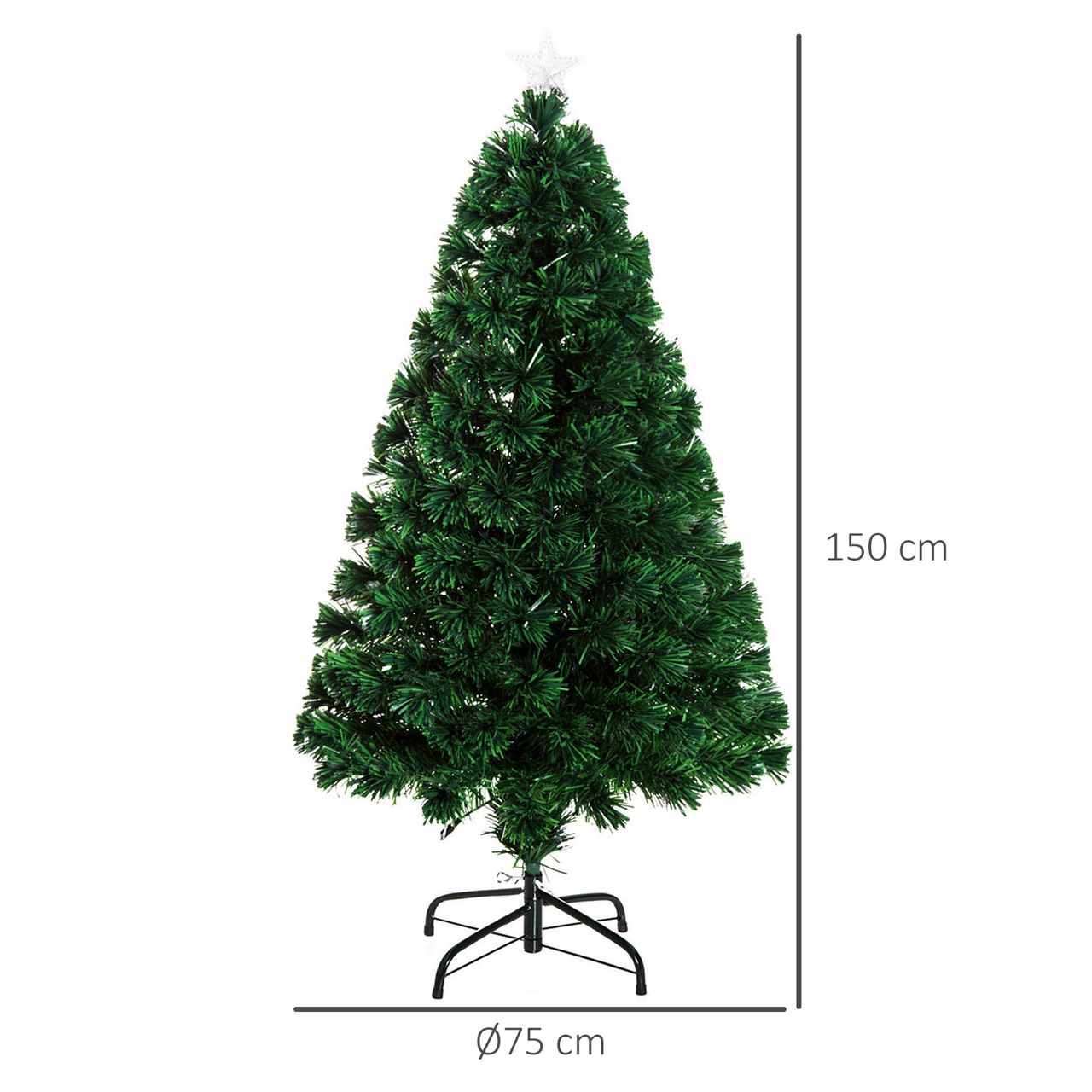 HOMCOM Weihnachtsbaum Tannenbaum Christbaum LED Lichtfaser Stern 5 Modell