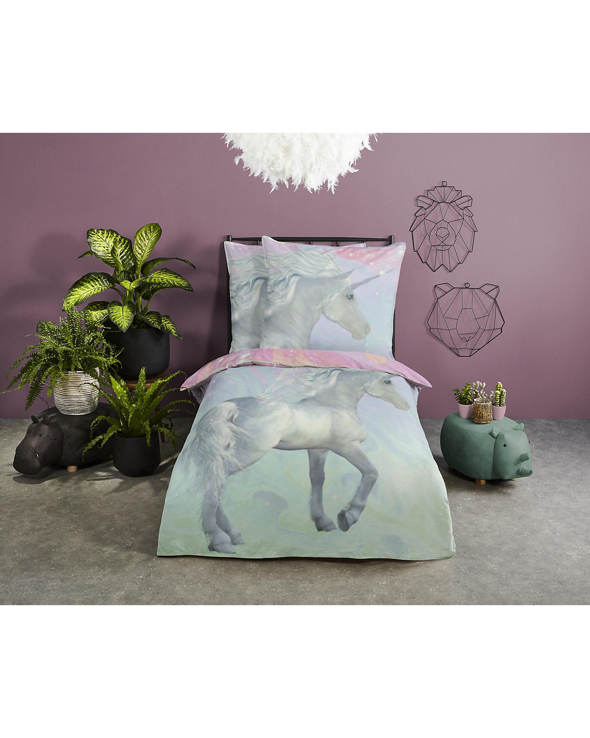 Bettwäsche Einhorn, Renforcé, 135 x 200 cm