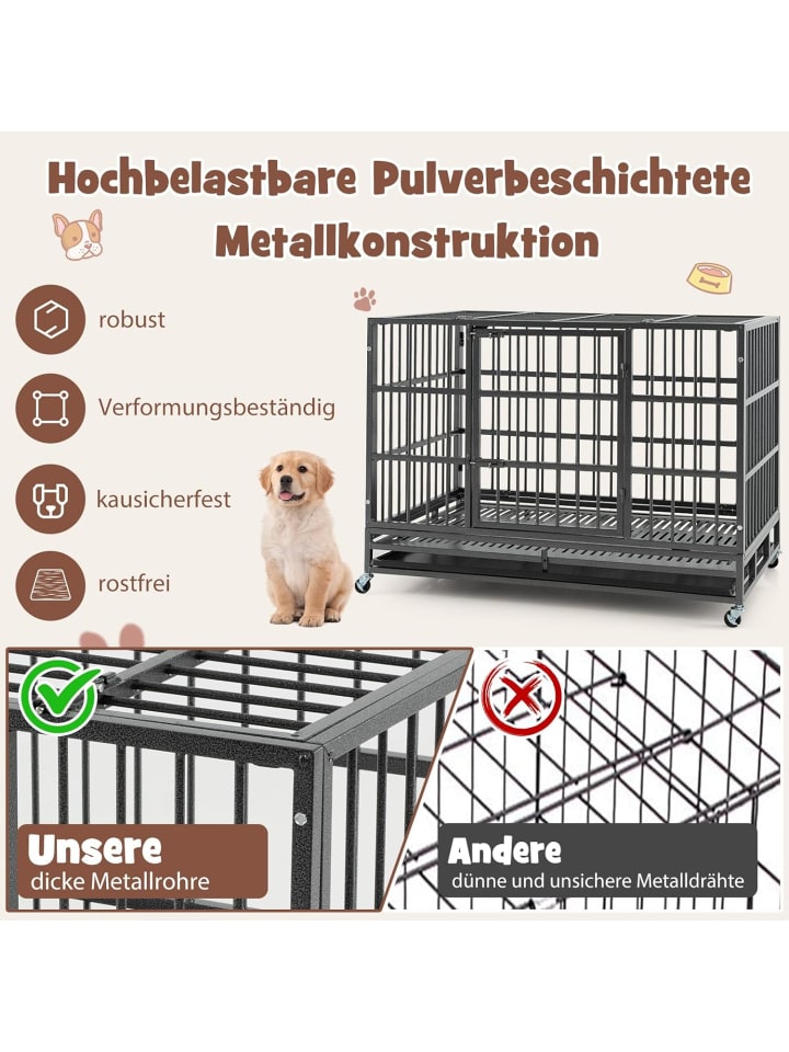 COSTWAY Hundekäfig faltbar 120x76x90cm in Schwarz günstig kaufen onesize
