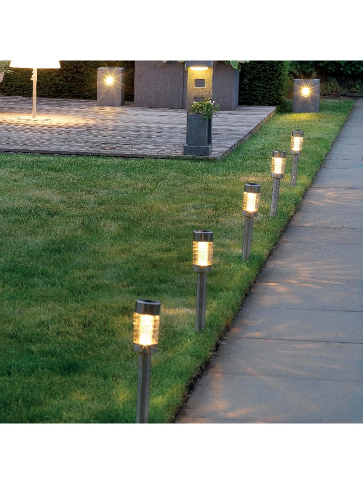 MARELIDA LED Solar Wegleuchte mit Erdspieß für Garten Balkon H: 15cm in silber günstig kaufen onesize