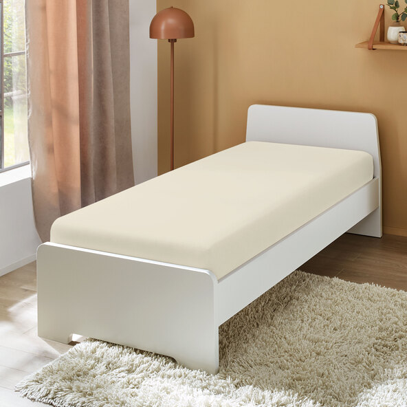 Jersey Spannbetttuch, 90-100 x 200 cm, creme