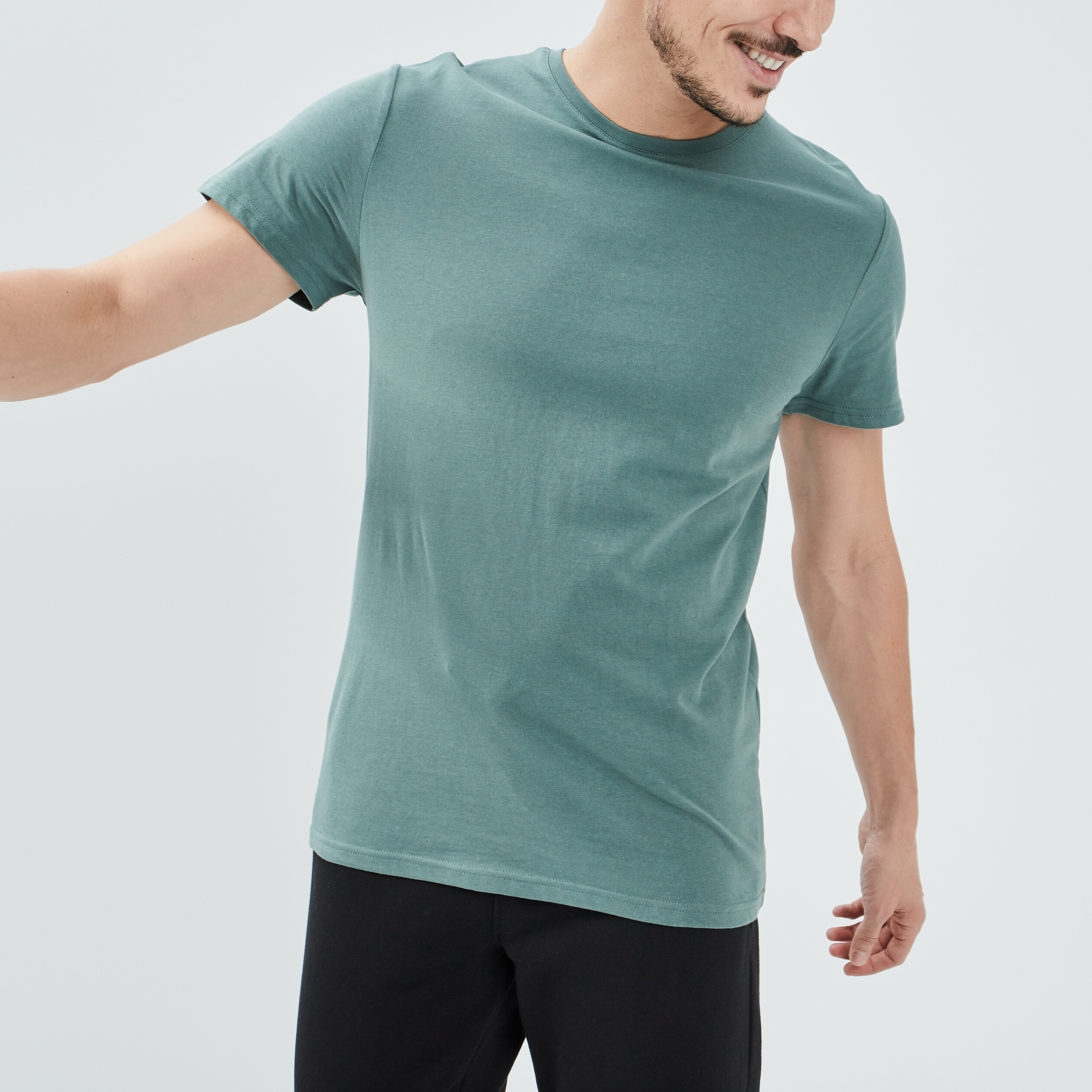 T-shirt en coton manches courtes vert clair homme | La Halle