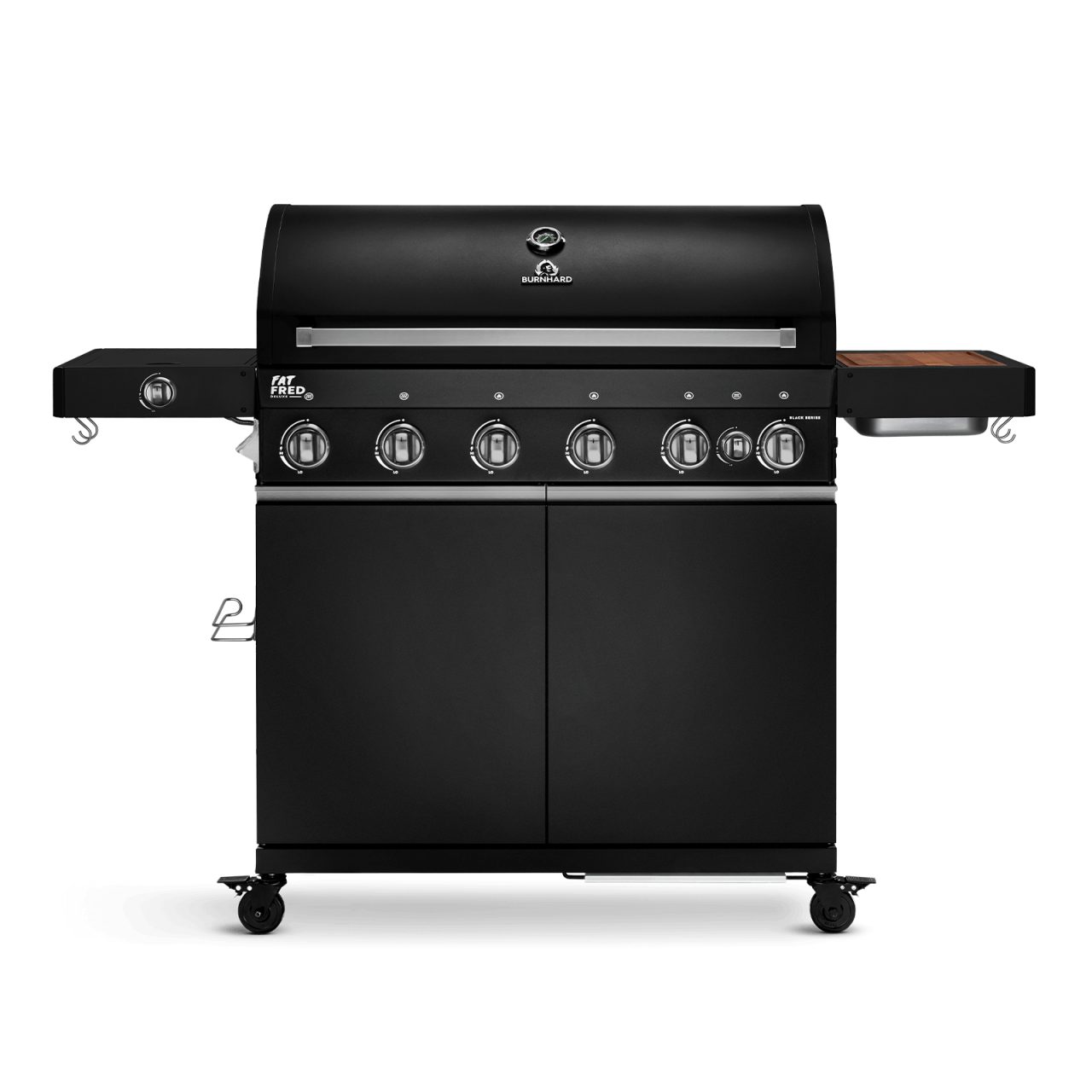 BURNHARD Gasgrill Fat Fred, 6-Brenner, 900 Grad Infrarot-Keramikbrenner, Heckbrenner, 2023er Version, 27,2 kW Grill 6 Brenner Black Series, Pulverbeschichteter Stahl