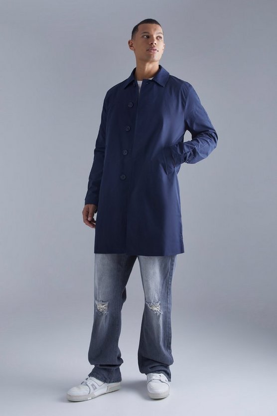 Tall einreihiger Twill-Trenchcoat