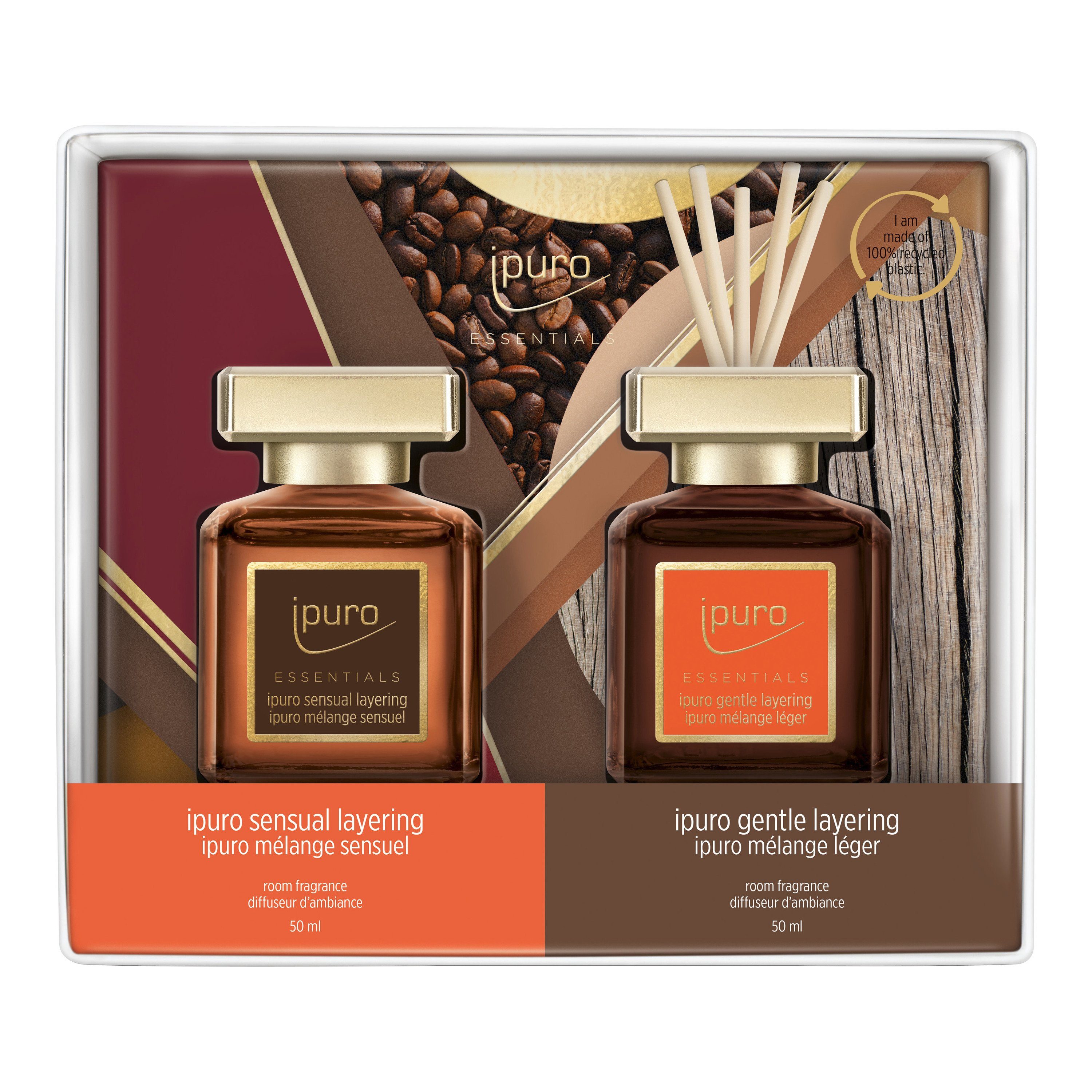 IPURO Raumduft ESSENTIALS Raumduft-Set Sensual & Gentle Layering (Packung, 2-St., 2 Raumdüfte mit jeweils 50 ml Inhalt)