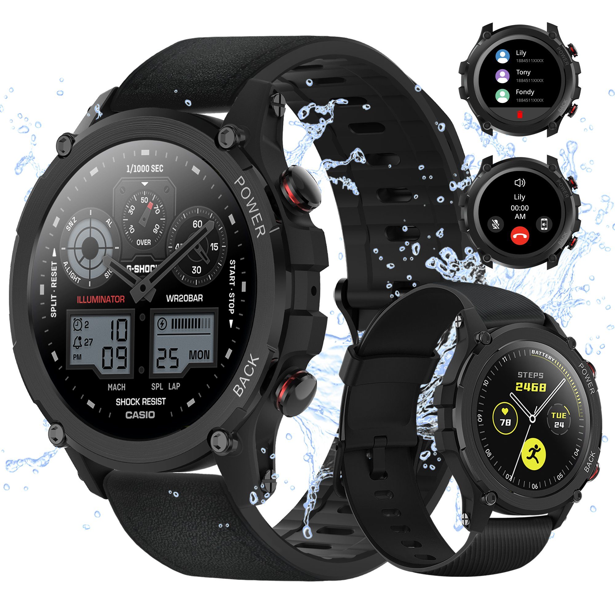 Tisoutec Smartwatch Damen Herren Smartwatch Smartwatch (Fitnessuhr mit Telefonfunktion/WhatsApp Notiz,Smartwatch Fitness Tracker Uhr IP68 Wasserdicht,1.32