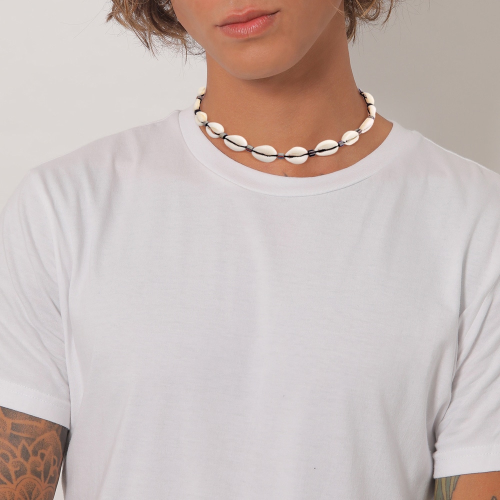 KUZZOI KUZZOI Collier Hommes plage surfeur festival avec coquillage cauri en Argent Ster collier