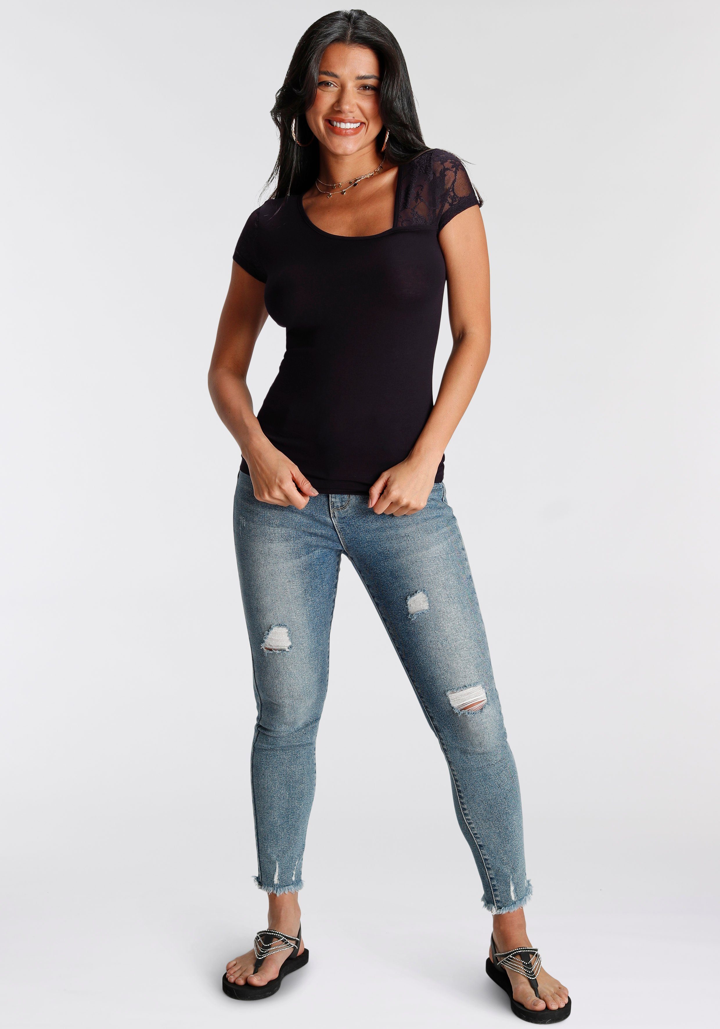 Melrose T-Shirt mit Spitzendetail