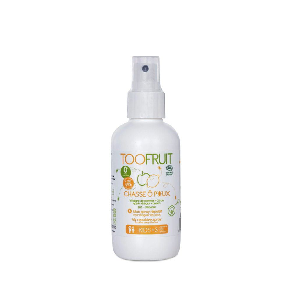 toofruit Chasse O Poux, spray préventif BIO  Pomme - Citron Spray répulsif