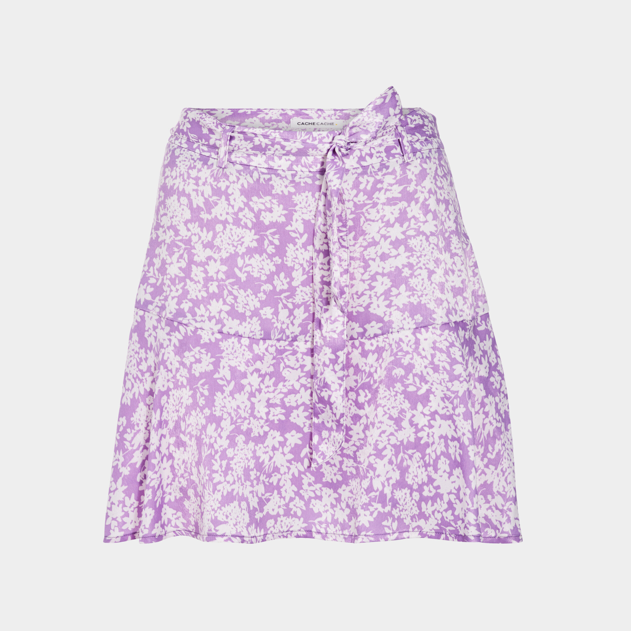 Jupe-short évasée satinée violet femme | Cache Cache