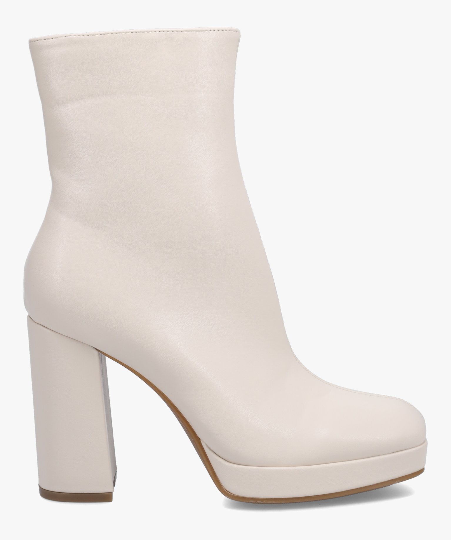 Boots femme unies à talon et bout carré – Claudia Ghizzani beige | GEMO