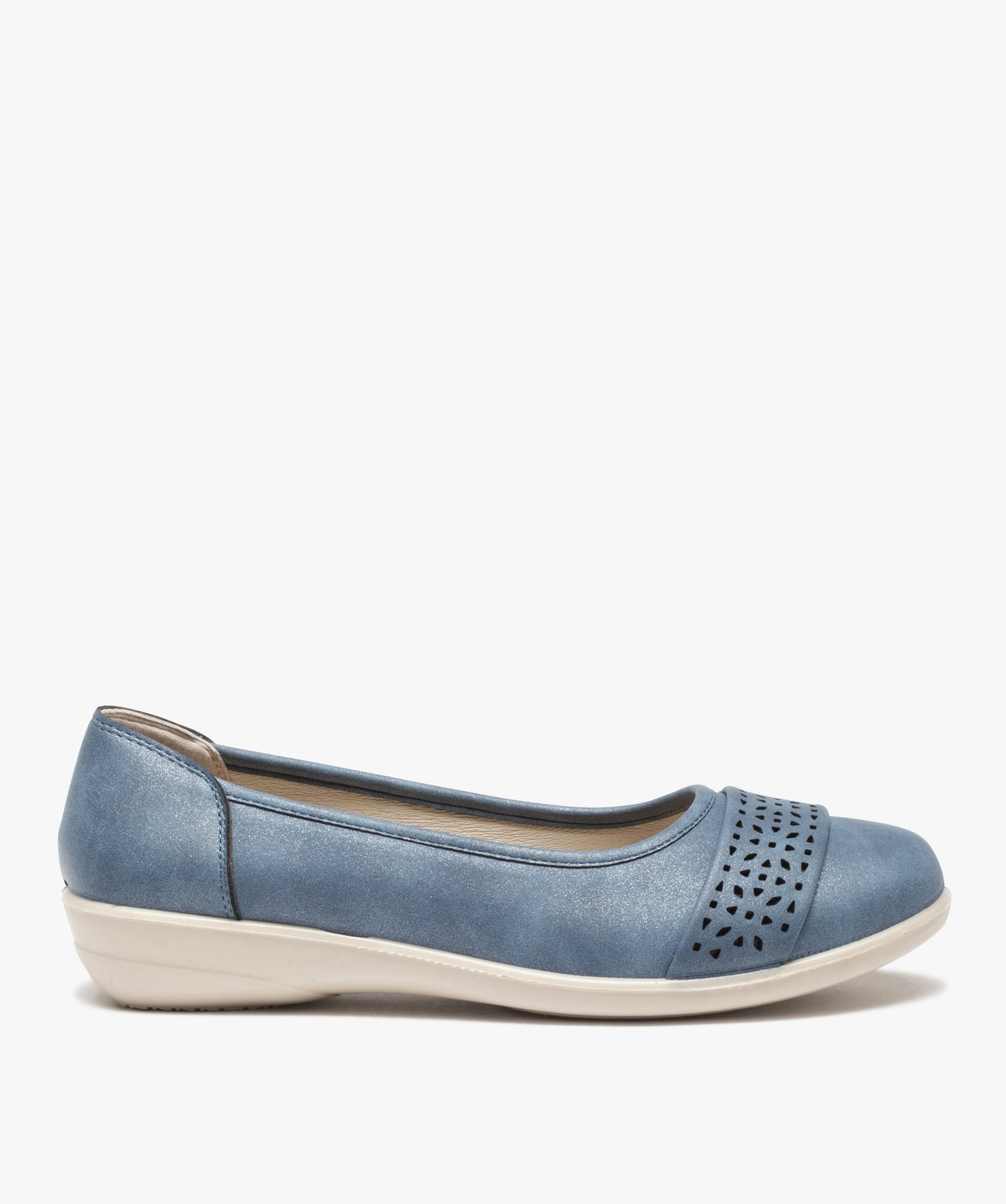 Ballerines femme confort unies à bride ajourée bleu | GEMO