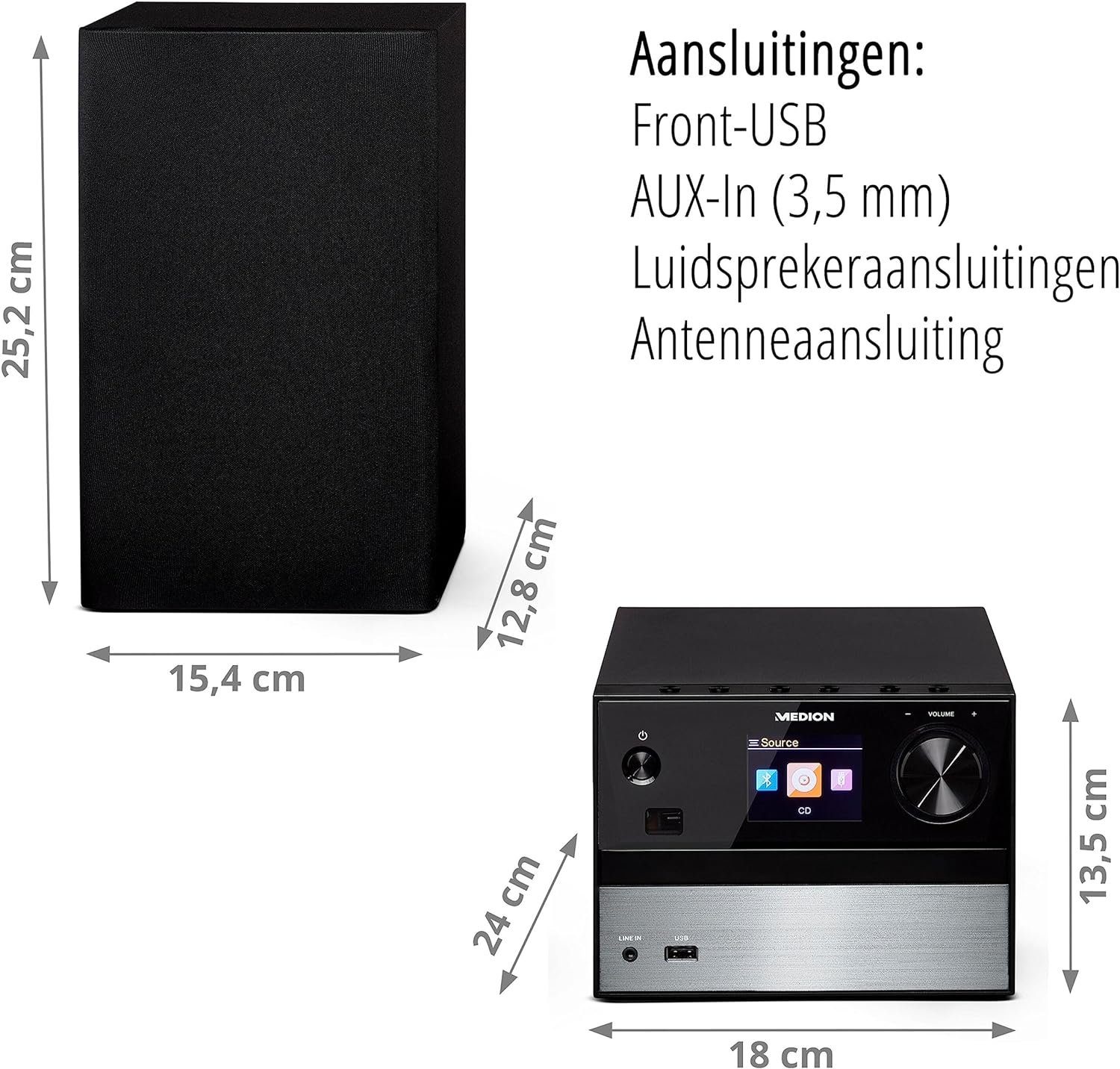 Medion® Medion P64014 Micro Audio System PLL UKW DAB+ Radio Bluetooth 2x 15W Lautsprechersystem