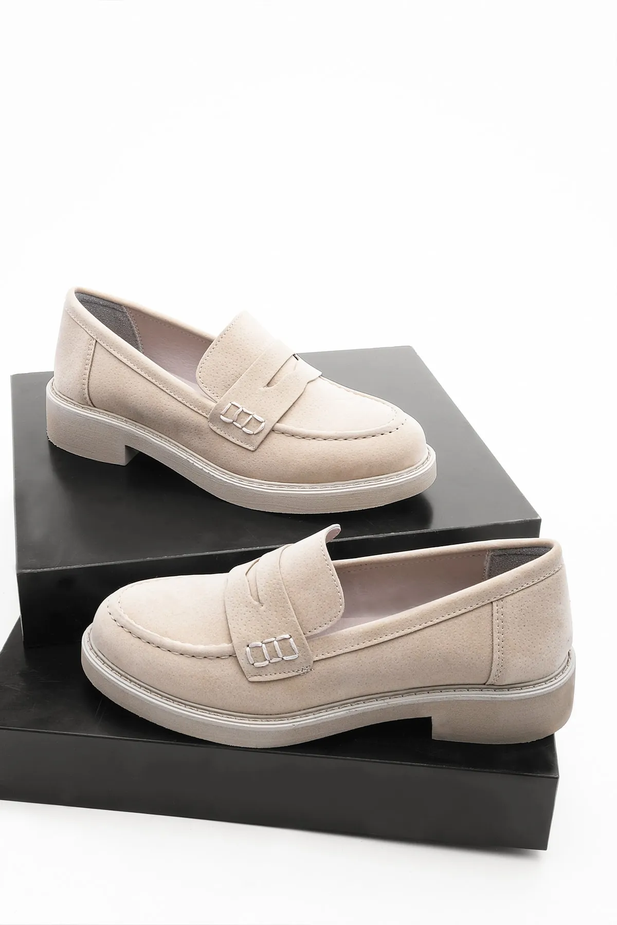 Marjin  Damen Loafer Mokassin Freizeitschuhe Andel Beige