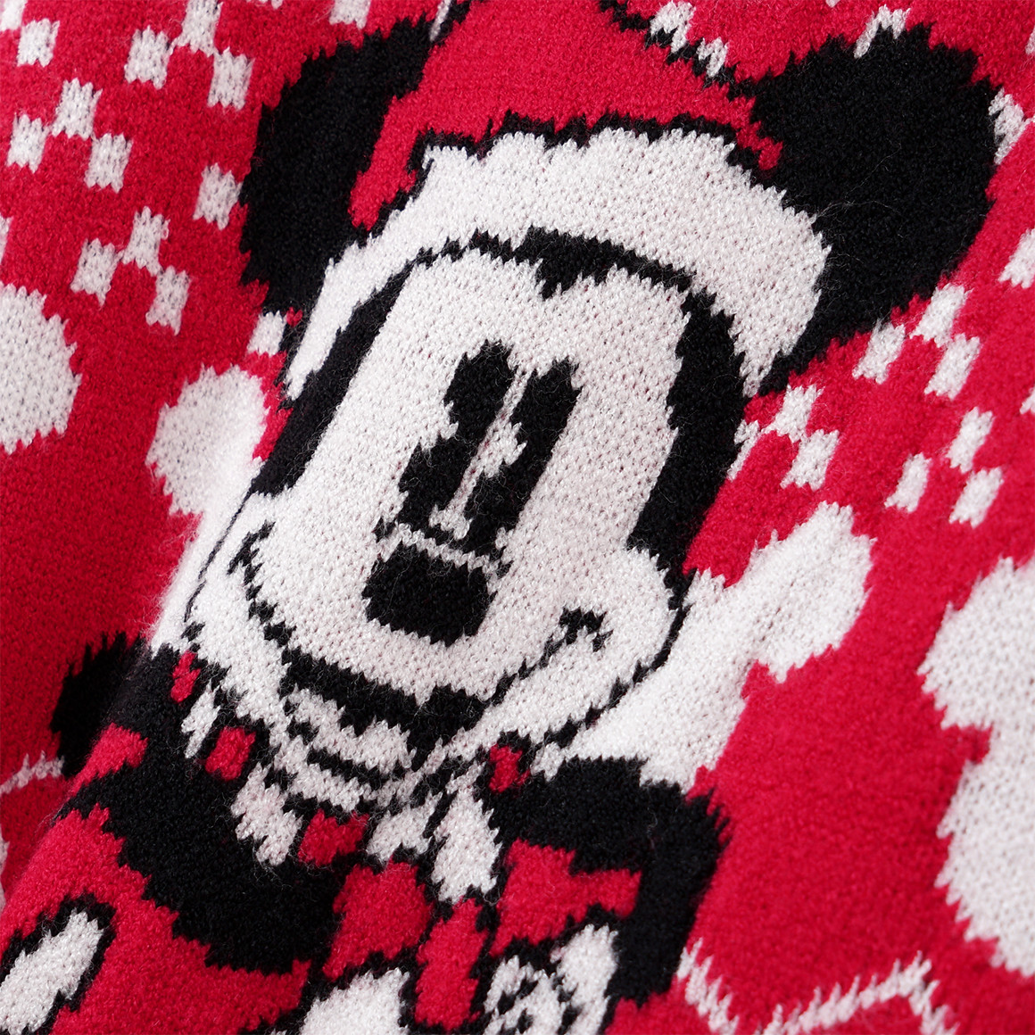 Micky Maus Weihnachtsstrickpullover rot / weiss