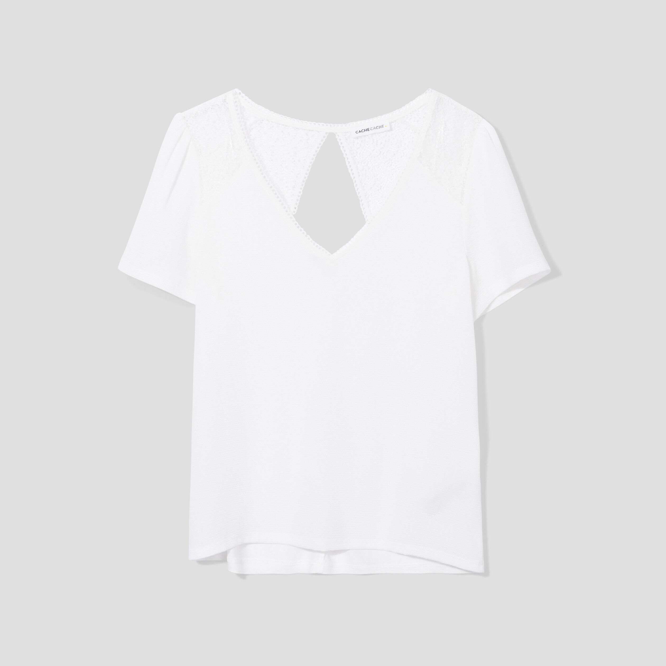 T-shirt manches courtes ecru femme | Cache Cache