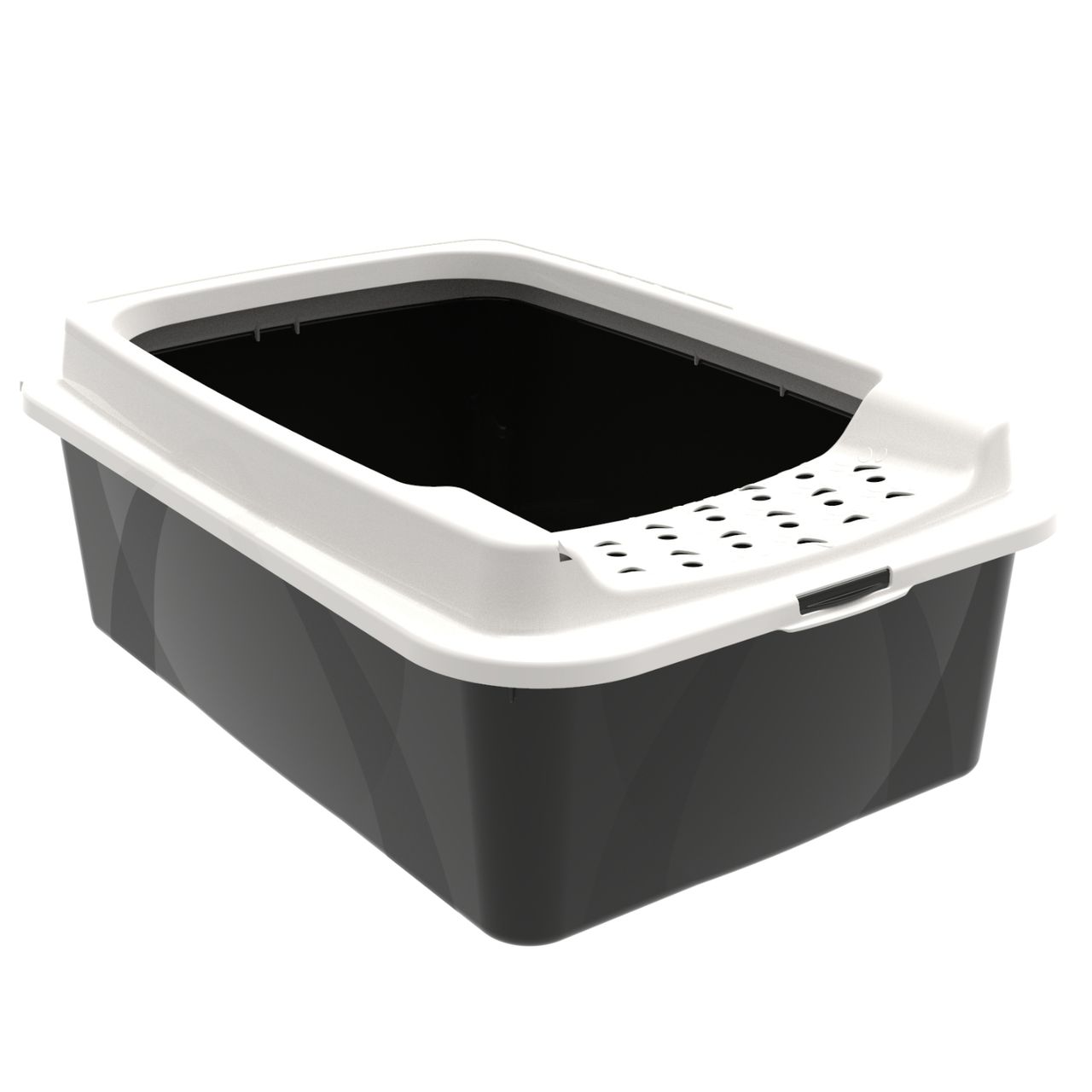 Rotho Babydesign Rotho MyPet Eco Bonnie Katzenklo mit Top-Eingang, schwarz/weiss (recycelt)