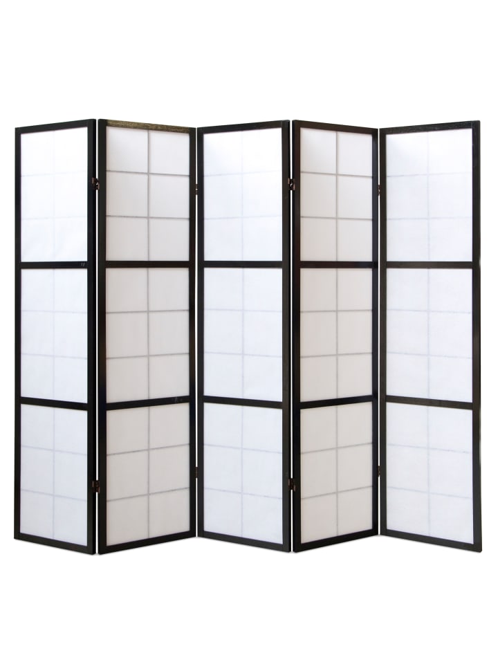 Homestyle4u 5-tlg. Paravent Shoji in Schwarz 220x175 günstig kaufen onesize
