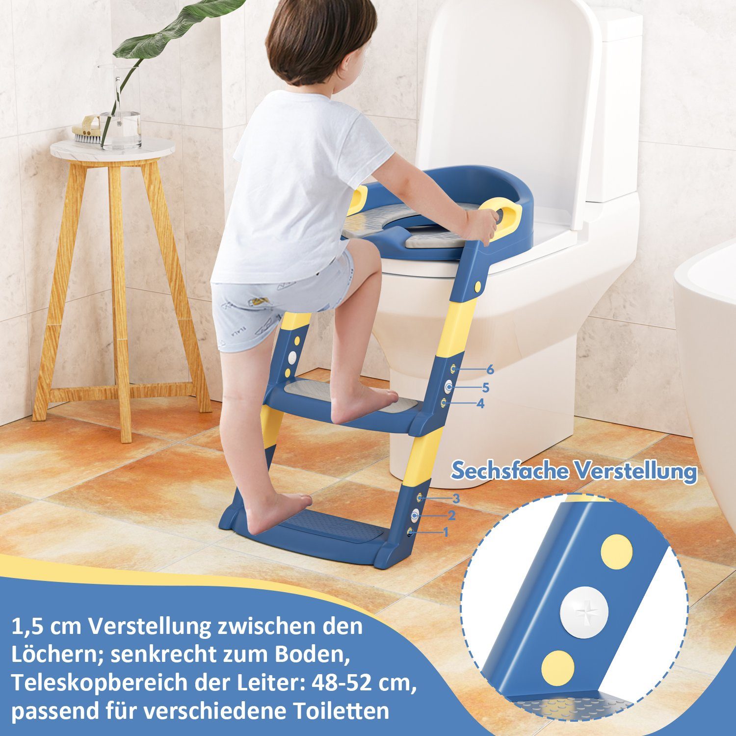TolleTour Toilettentrainer mit Leiter Treppe Kindersitz Toilettensitz Töpfchen Blau RoSe