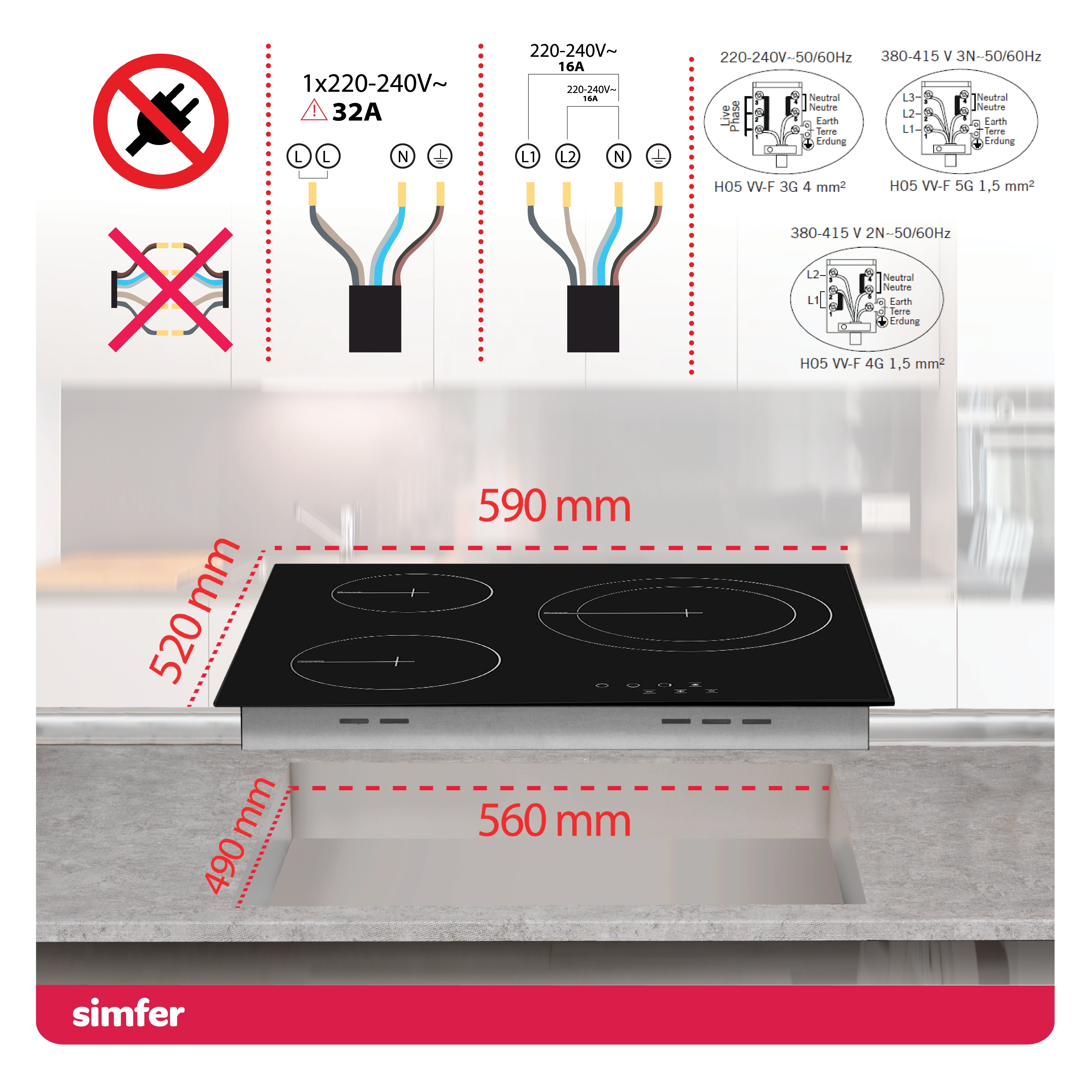 Simfer Elektro-Kochfeld SMF-BIH 4501, 9 Leistungsstufen, Touch-Bedienung, Restwärmeanzeige, Kindersicherung