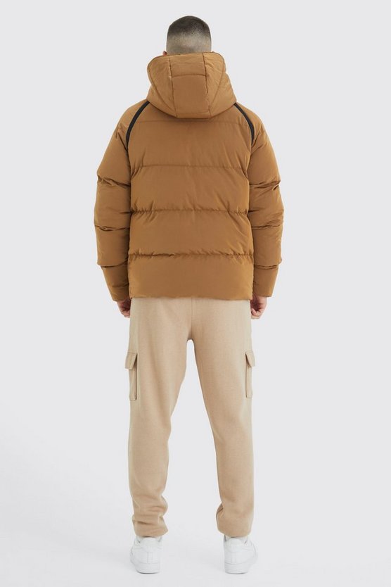 Tall Steppjacke in Knitteroptik mit Kapuze