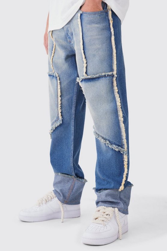 Lockere Jeans mit ausgefranstem Saum