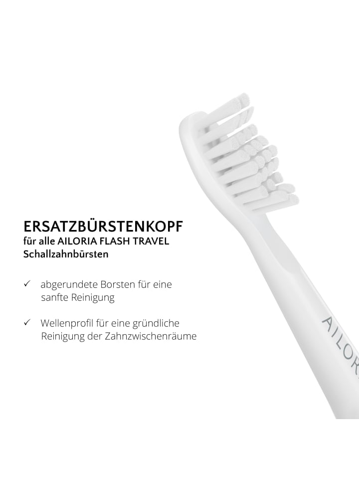 Ailoria FLASH TRAVEL Ersatzbürstenköpfe 12er Set in weiß günstig kaufen onesize