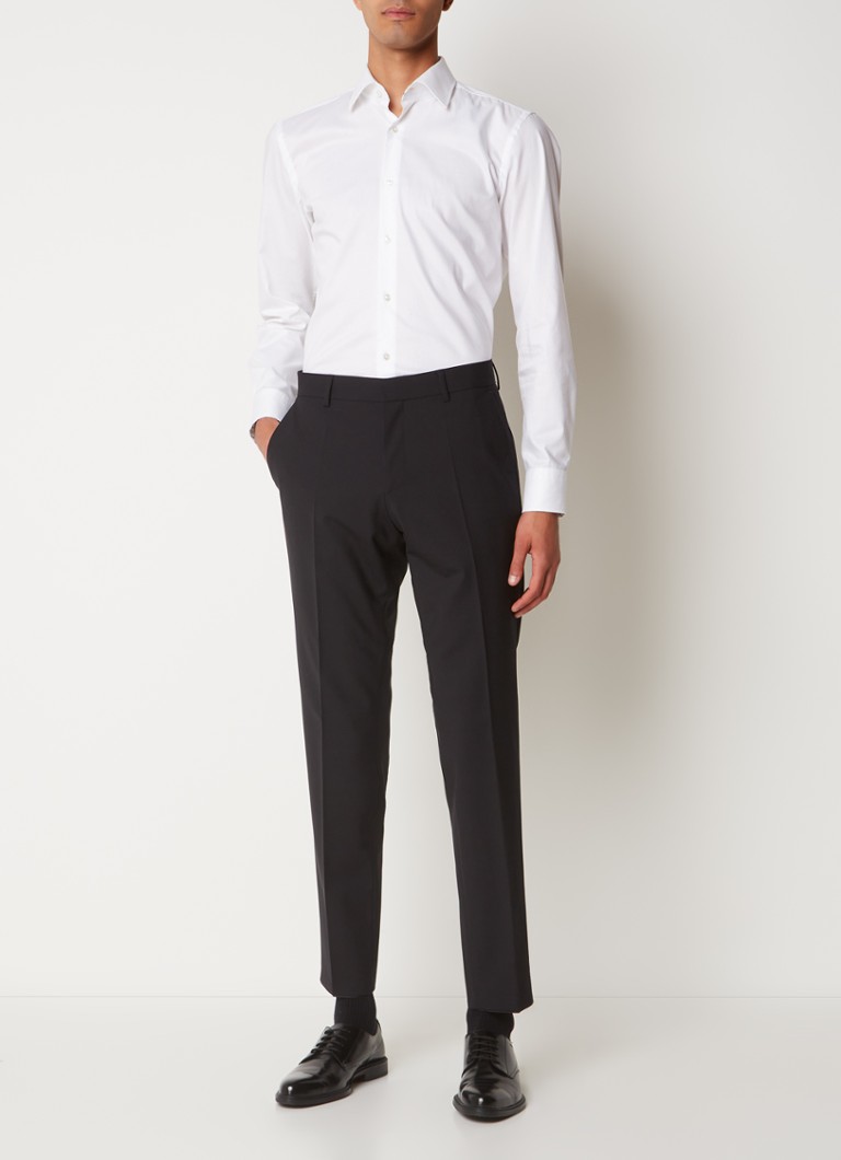 Pantaloni HUGO BOSS Genius slim fit din lână virgină cu buzunare laterale
