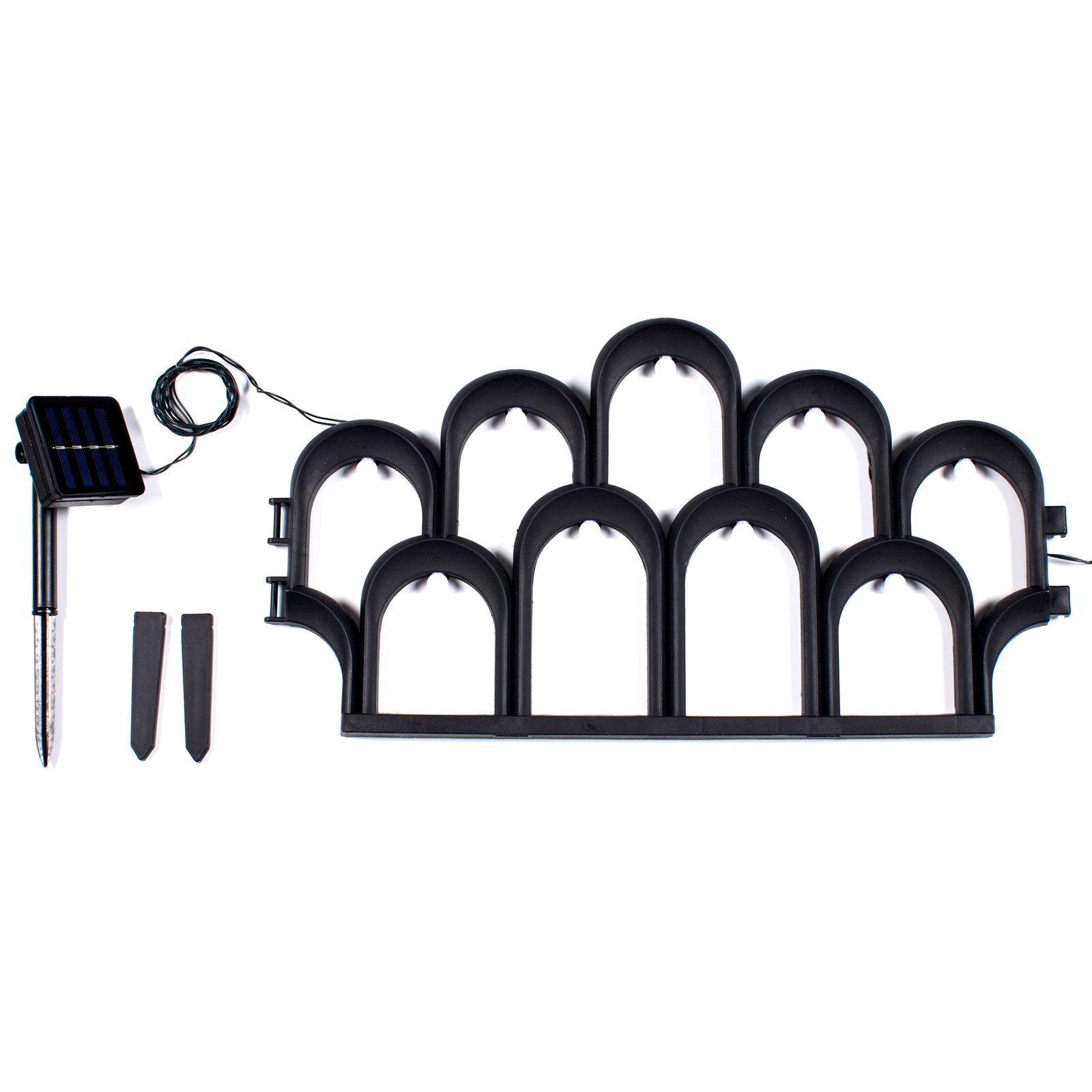 HAC24 Beetumrandung 4er Set LED Solar Zaun Rasenkante Rasenbegrenzung Beetbegrenzung, LxH: 46,00x25,5 cm, Kunststoff Gesamtlänge 180 cm