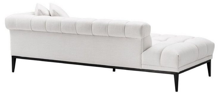 Casa Padrino Loungesofa Luxus Lounge Sofa Weiß / Schwarz 223 x 98 x H. 69 cm - Rechtsseitiges Wohnzimmer Sofa mit 2 Kissen - Luxus Qualität