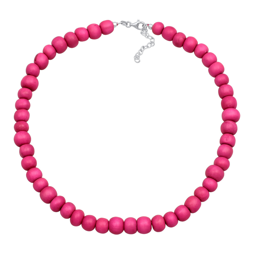 Elli Elli Collier Femmes Choker Beads tendance avec des perles en bois rose en argent  collier