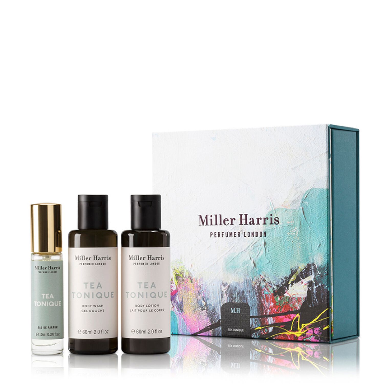 Miller Harris Tea Tonique Coffret Eau de Parfum 10 ml + Gel Douche et Lait Corps 60 ml