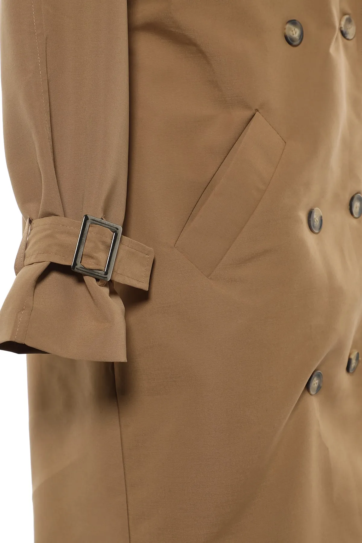 Trendyol Collection  Nerzfarbener, wasserabweisender, langer Trenchcoat mit Windjacke und Gürtel TWOSS21TR0005