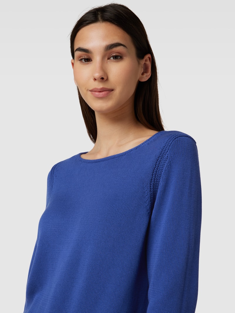 Strickpullover mit U-Boot-Ausschnitt in rauchblau