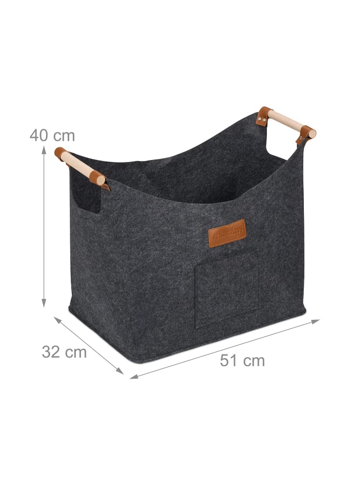 relaxdays Kaminholzkorb in Grau - 50 L günstig kaufen onesize