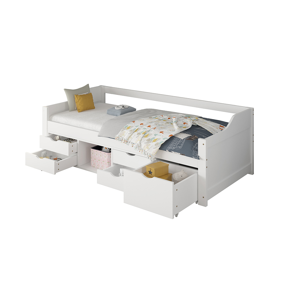 Home Deluxe HOME-DELUXE Kinderbett COSMOS mit Schubladen und Matratze - 90 x 200 cm Weiß