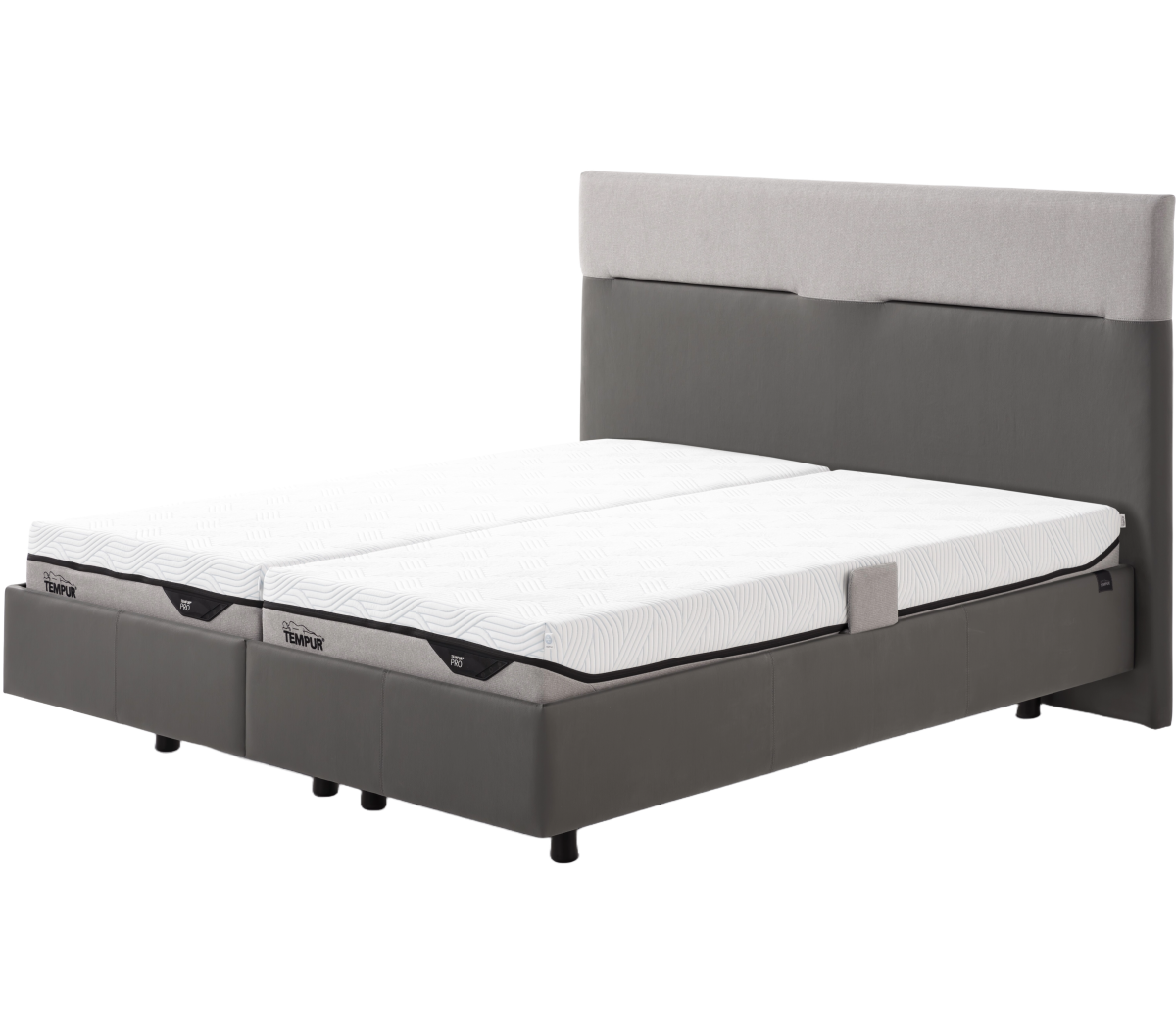Tempur Boxspringbett Flat starr Grau 180 x 200 cm
