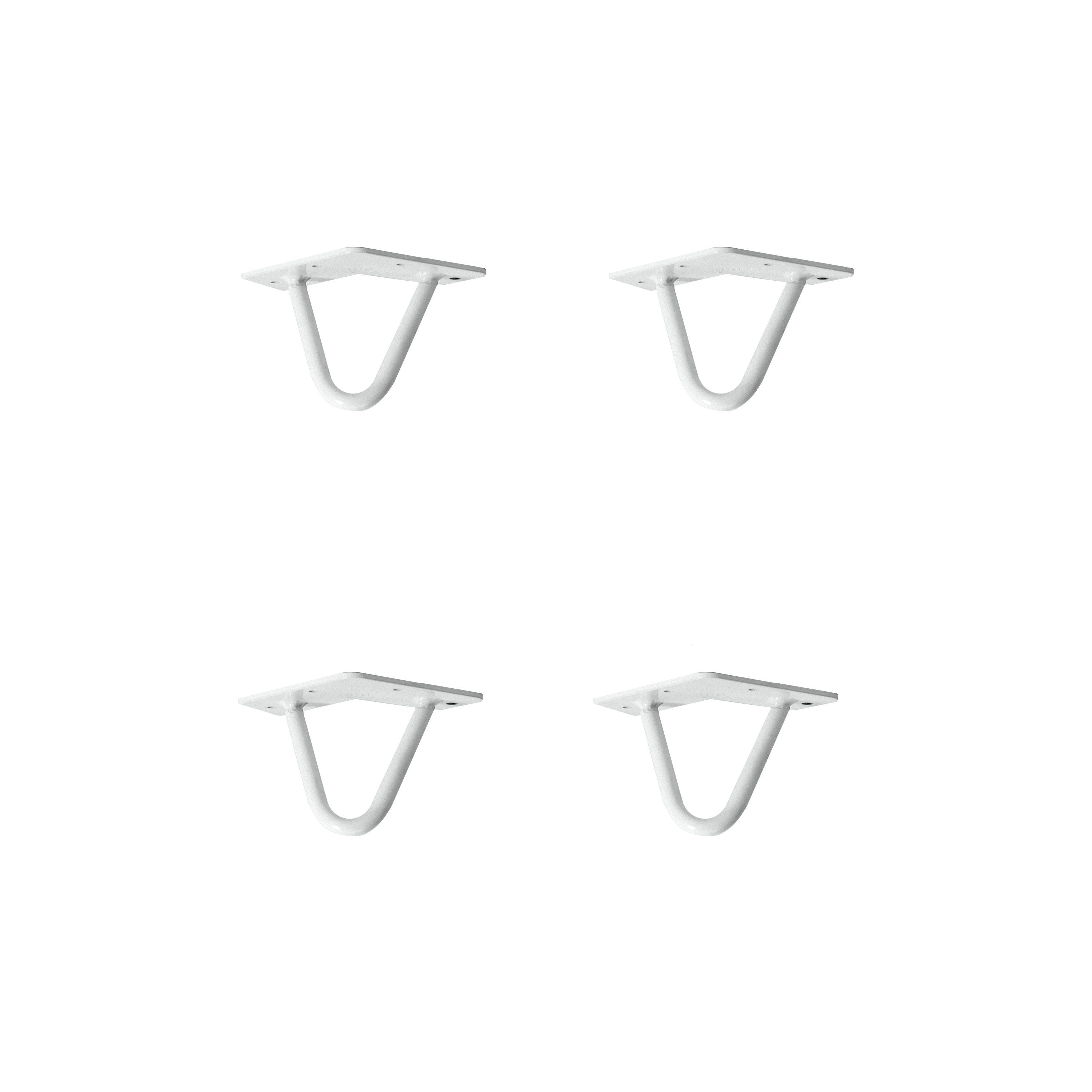 Natural Goods Berlin Tischbein 4er Set HAIRPIN Legs, Haarnadelbeine, Möbelfüße, 10cm - 2 Streben - Möbelfüße, Weiß