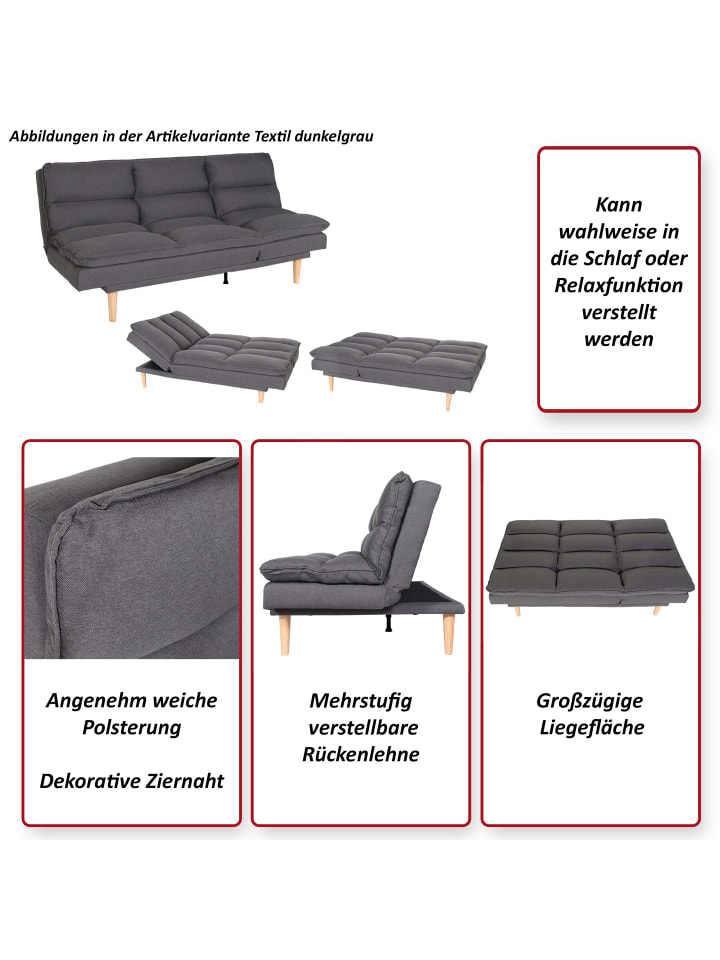 MCW Schlafsofa M79 Schlaffunktion Liegefläche 180x110cm, Stoff/Textil mint-grau günstig kaufen onesize