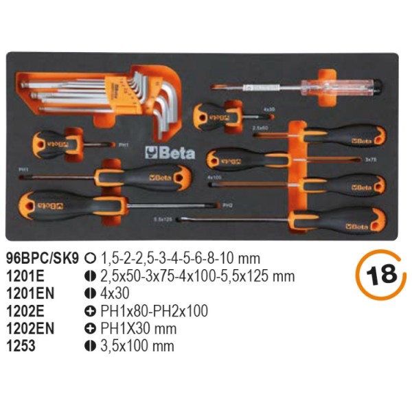 Beta 022006201 2200E/21 instrumentu kaste ar 3 atvilktnēm, 159 daļas