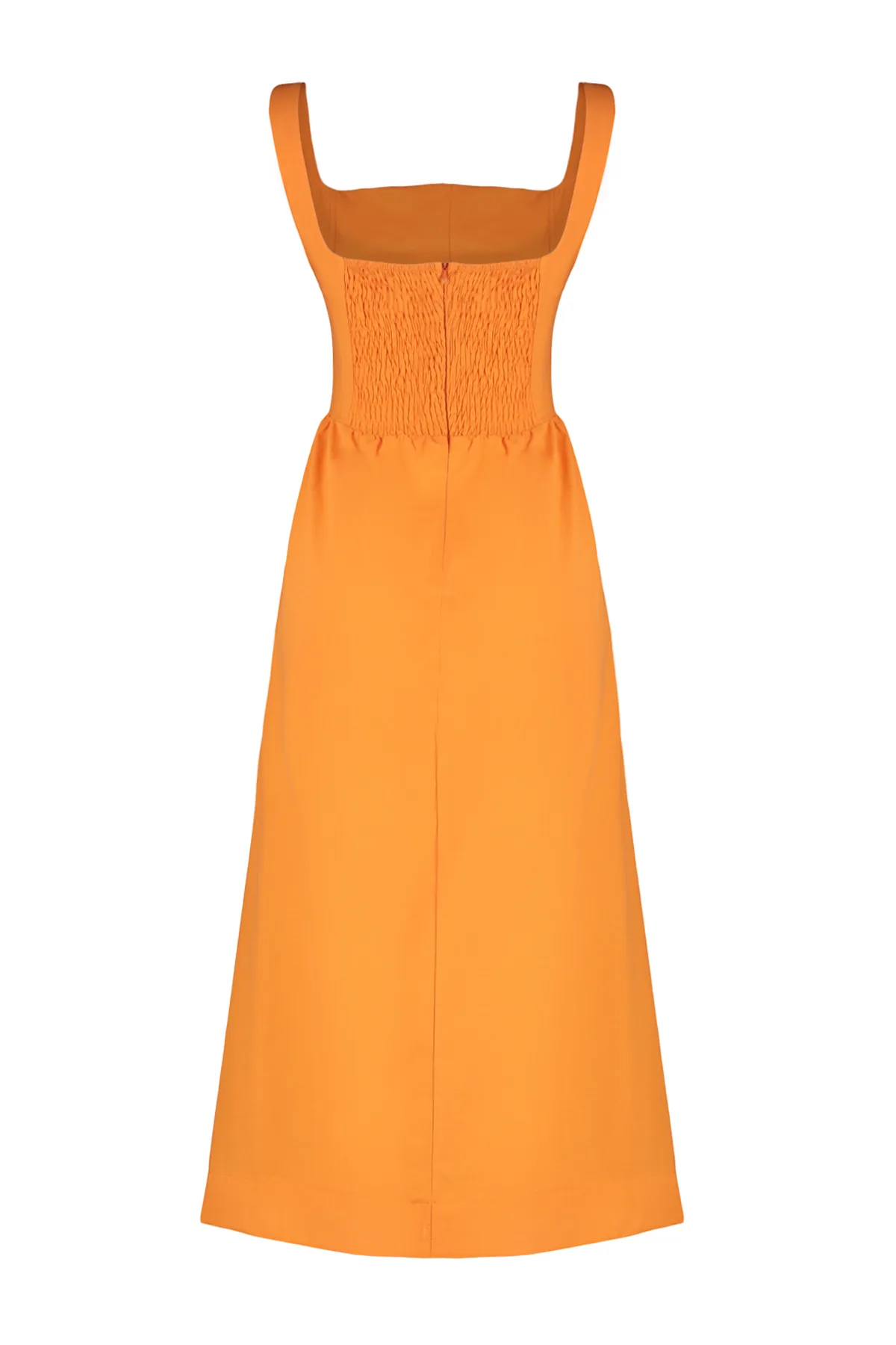 Trendyol Collection  Orangefarbenes Midi-Korsett-Webkleid mit Nähdetail TWOSS24EL00038