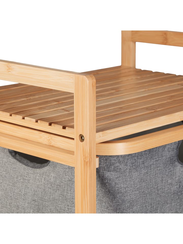 relaxdays Wäschekorbregal in Natur/ Grau - (B)44 x (H)84,5 x (T)33 cm günstig kaufen onesize