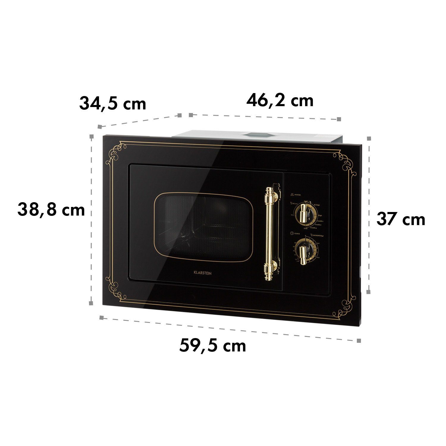 Klarstein Mikrowelle Victoria 20 Einbau-Mikrowelle, 20 l, 800 W, Grill: 1000 W, schwarz, Erwärmen, Grillen, Backen, 20 l